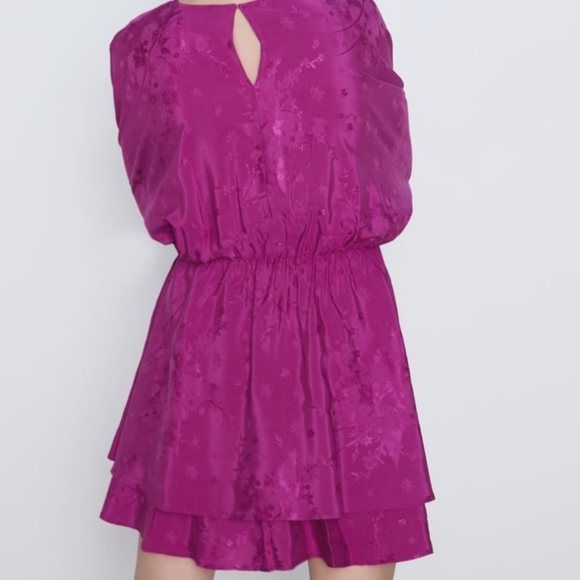 Zara Satin effect Jacquard Dress L - Picture 3 of 11